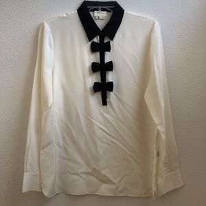 Kate Spade Bow Placket Silk Blouse